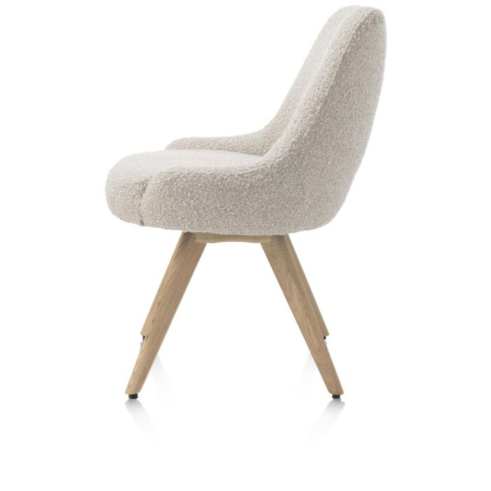 Rocco, Eetkamerstoel - Draaibaar + Pocket - Naturel Eiken - Stof Brioni - Creme