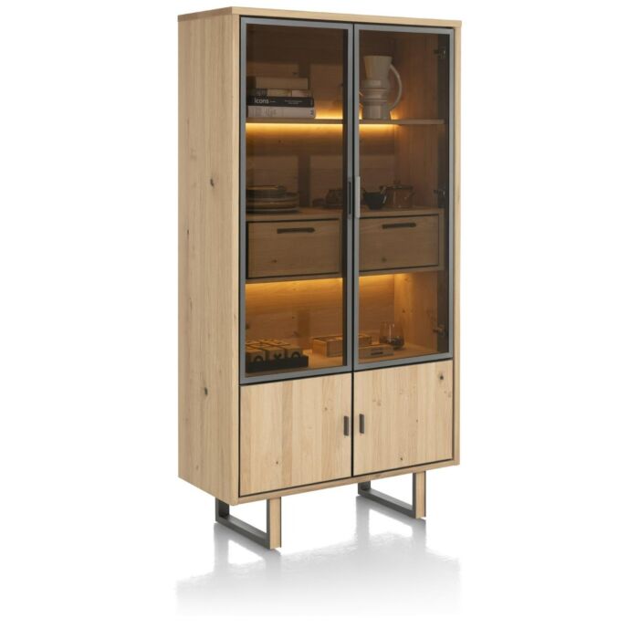 Shimanto, Vitrine 2-Glasdeuren + 2-Deuren + 2-Laden (+ LED)