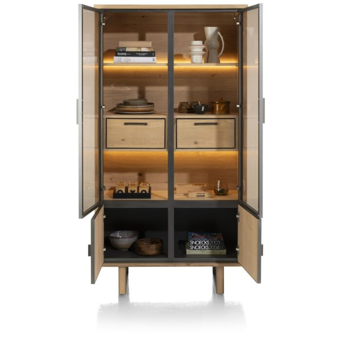 Shimanto, Vitrine 2-Glasdeuren + 2-Deuren + 2-Laden (+ LED)