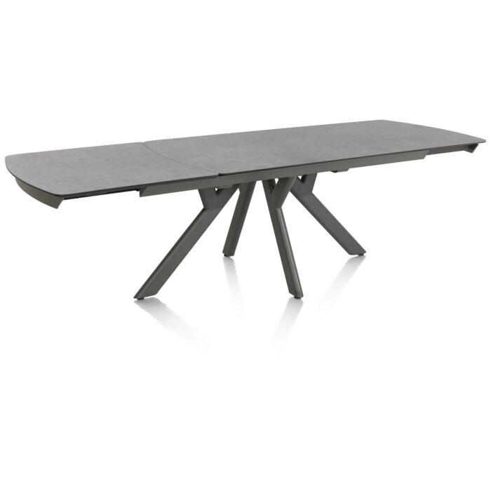 Vegas, Uitschuiftafel 170 (+ 60) X 100 Cm - Keramiek Op Glas - Antraciet