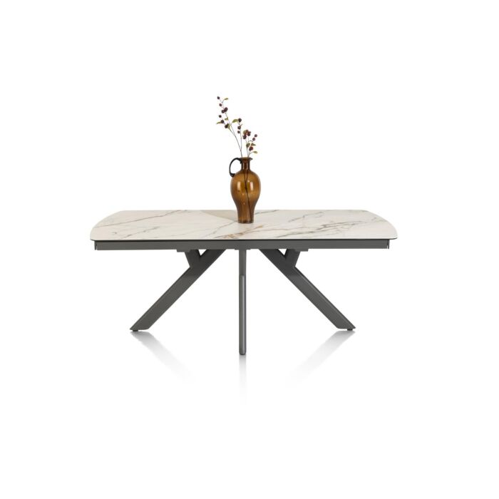 Vegas, Uitschuiftafel 170 (+ 60) X 100 Cm - Keramiek Op Glas - Wit