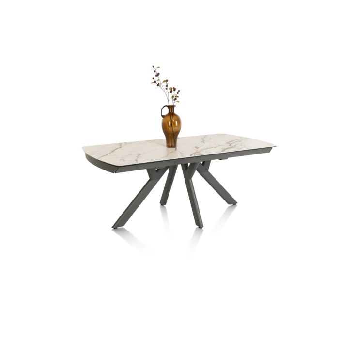 Vegas, Uitschuiftafel 170 (+ 60) X 100 Cm - Keramiek Op Glas - Wit