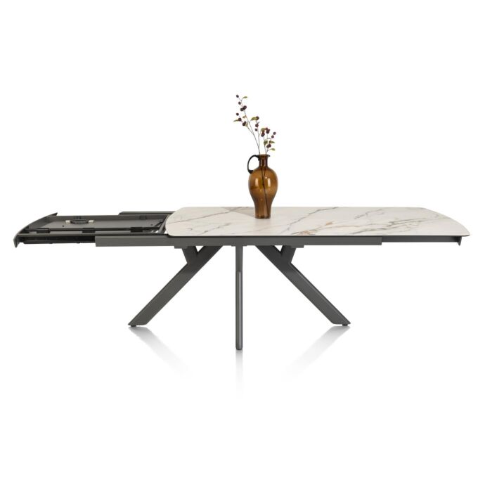Vegas, Uitschuiftafel 170 (+ 60) X 100 Cm - Keramiek Op Glas - Wit