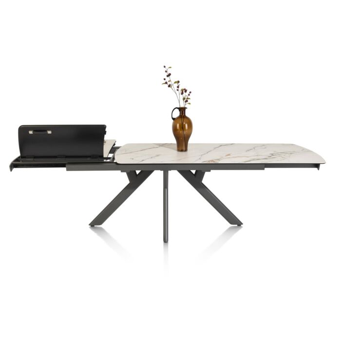 Vegas, Uitschuiftafel 170 (+ 60) X 100 Cm - Keramiek Op Glas - Wit