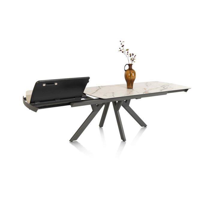 Vegas, Uitschuiftafel 170 (+ 60) X 100 Cm - Keramiek Op Glas - Wit