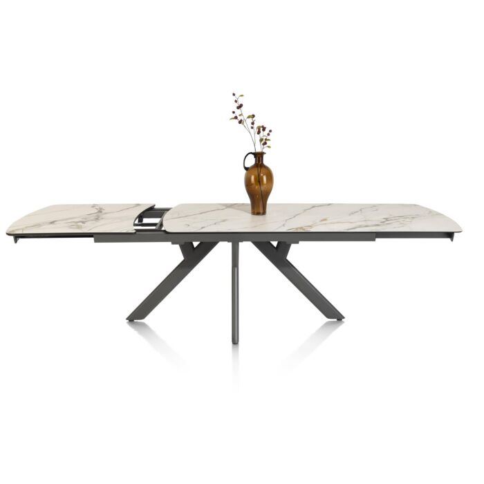 Vegas, Uitschuiftafel 170 (+ 60) X 100 Cm - Keramiek Op Glas - Wit