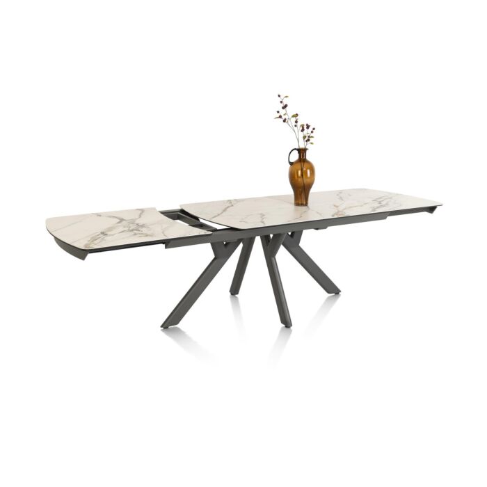 Vegas, Uitschuiftafel 170 (+ 60) X 100 Cm - Keramiek Op Glas - Wit