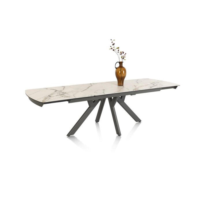 Vegas, Uitschuiftafel 170 (+ 60) X 100 Cm - Keramiek Op Glas - Wit