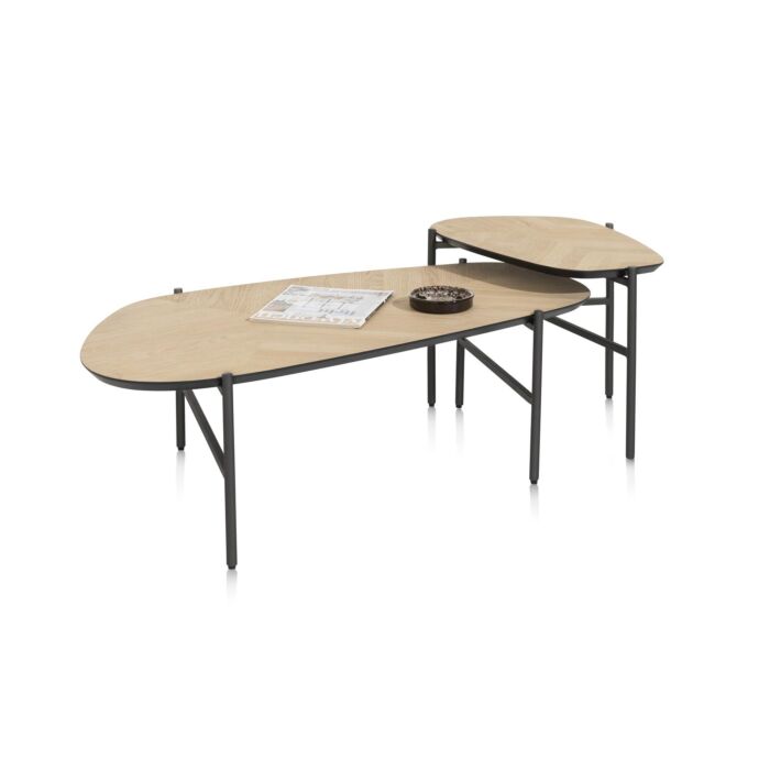 Hendrik, Set Van 2 Salontafels 63 X 120 Cm / 62 X 44 Cm - Fishbone - Natural