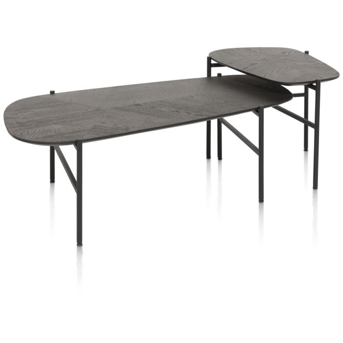 Hendrik, Set Van 2 Salontafels 63 X 120 Cm / 62 X 44 Cm - Fishbone - Castle Antraciet