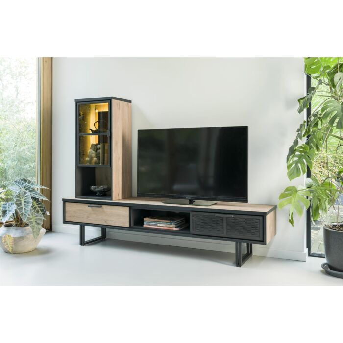 Avalon, Tv-Dressoir 200 Cm - 2-Laden + 1-Niche - Natural