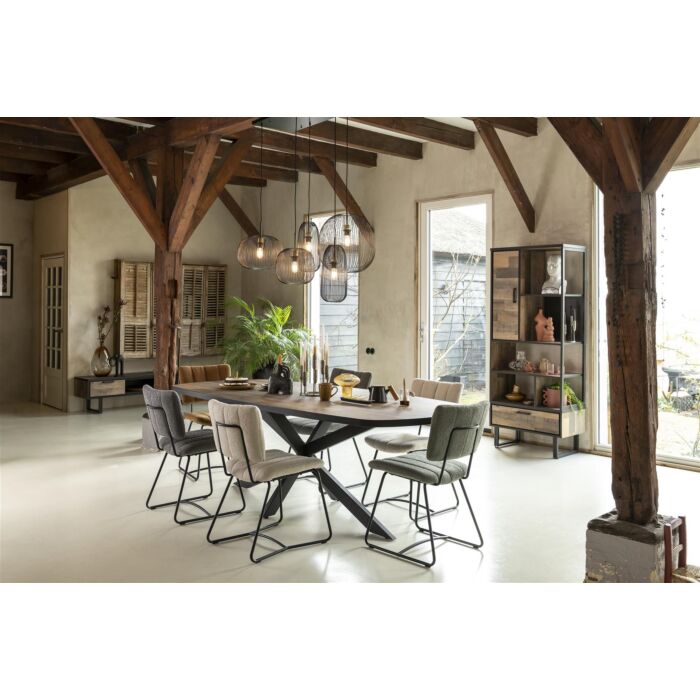 Marcel, Eetkamerstoel - Off Black - Stof Avicci - Creme