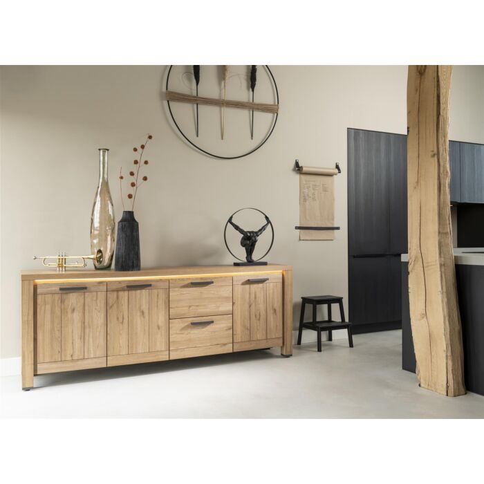 Delmonte, Dressoir 230 Cm - 3-Deuren + 2-Laden (LED + Dimmer)