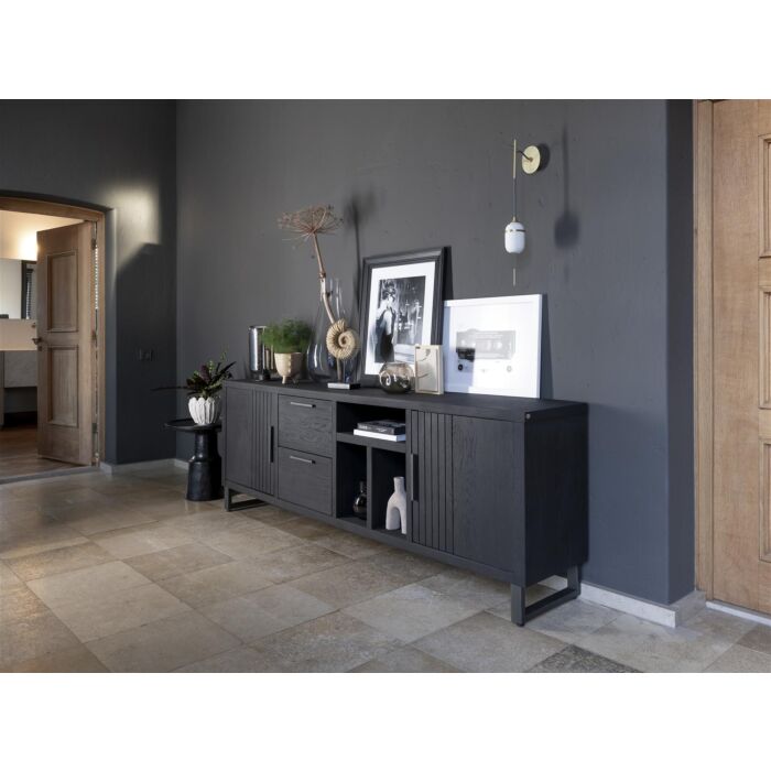 Pavie, Dressoir 233 Cm - 2-Deuren + 2-Laden + 3-Niches (+ LED) - Castle Black