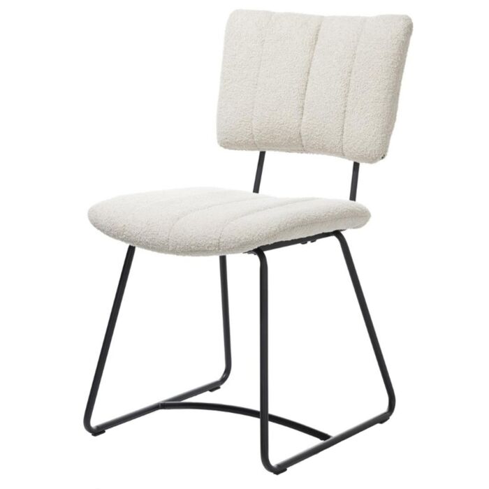 Marcel, Eetkamerstoel - Off Black - Stof Avicci - Creme