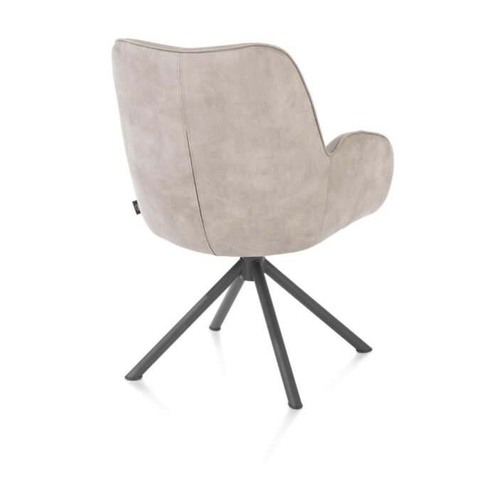 Armstoel Riley Microleder Kiezel Metaal