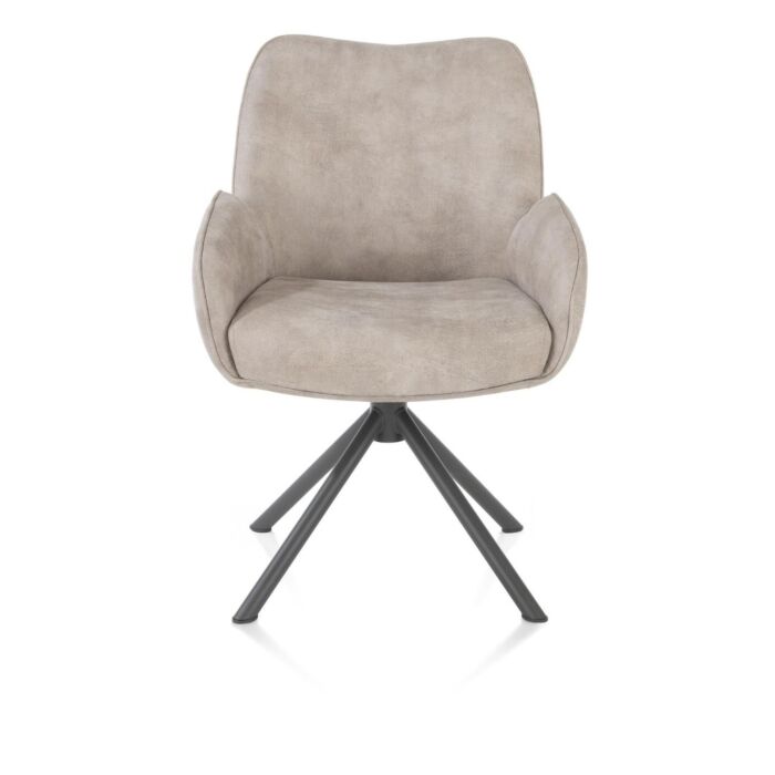Armstoel Riley Microleder Kiezel Metaal