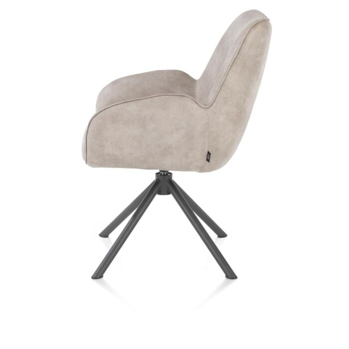 Armstoel Riley Microleder Kiezel Metaal