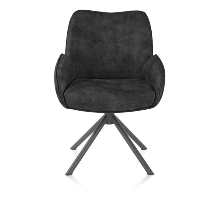 Armstoel Riley Microleder Off Black Metaal