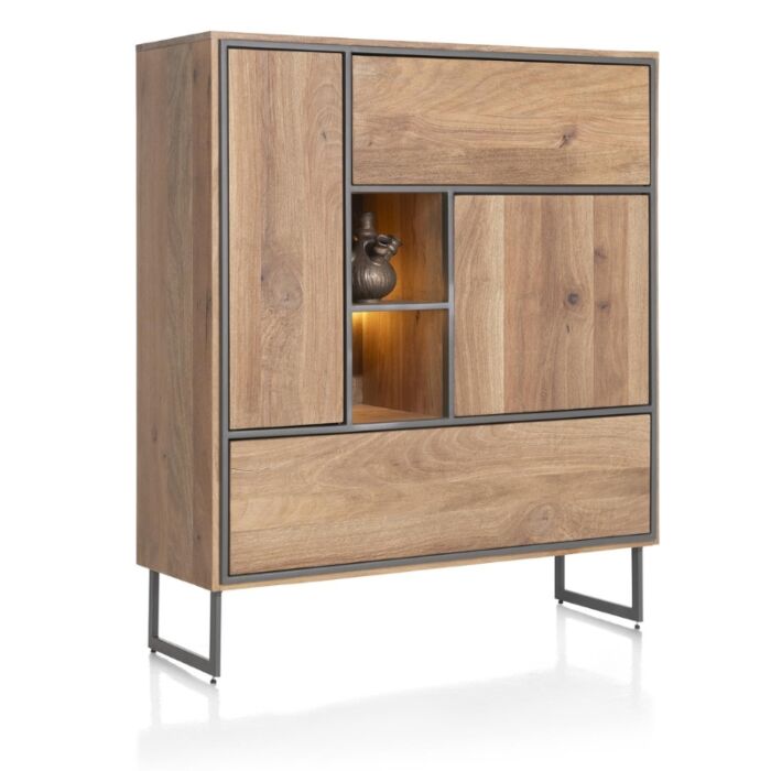 Highboard Trapani 120 Cm - 2-Deuren + 3-Laden + 1-Niche (+ LED)