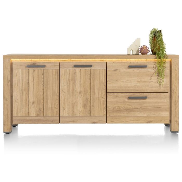 H&H Dressoir Delmonte 190 Cm - 2-Deuren + 2-Laden (LED + Dimmer)