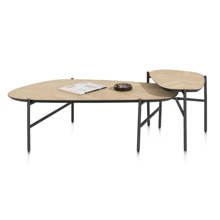 Hendrik, Set Van 2 Salontafels 63 X 120 Cm / 62 X 44 Cm - Fishbone - Natural
