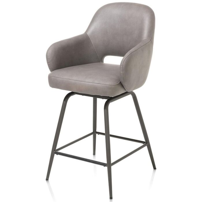Nikolas, Barstoel - Draaibaar - Graphite (RAL 7022) - Stof Pala - Lever