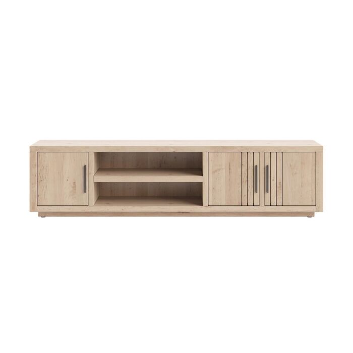 Pavie, Lowboard 200 Cm - 3-Deuren + 2-Niches (+ LED) - Natural