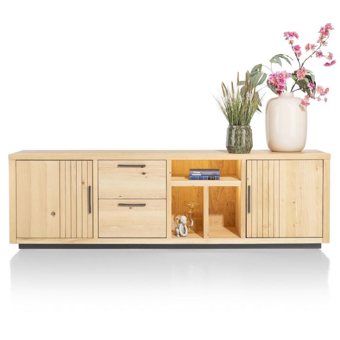 Pavie, Dressoir 233 Cm - 2-Deuren + 2-Laden + 3-Niches (+ LED) - Natural