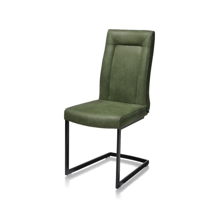 Malene, Eetkamerstoel - Zwart - Swing Recht + Greep Recht - Stof Secillia - Groen
