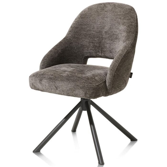 Nikolas, Eetkamerstoel - Centrale Poot Draaibaar - Graphite (RAL 7022) - Stof Enzo - Lava