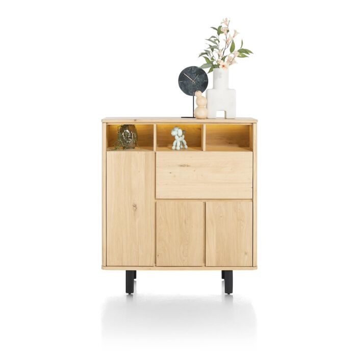 Homestead, Highboard 125 Cm - 3-Deuren + 1-Klep + 3-Niches (+ LED)