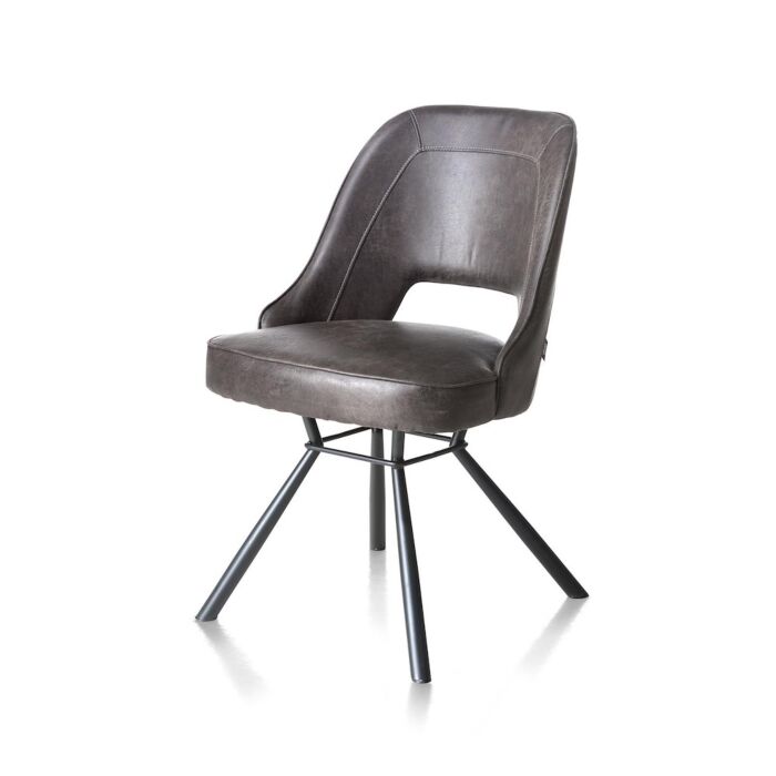 Chris, Eetkamerstoel Zwart Frame Pocketvering + Greep Rond Zwart - Secilia - Antraciet