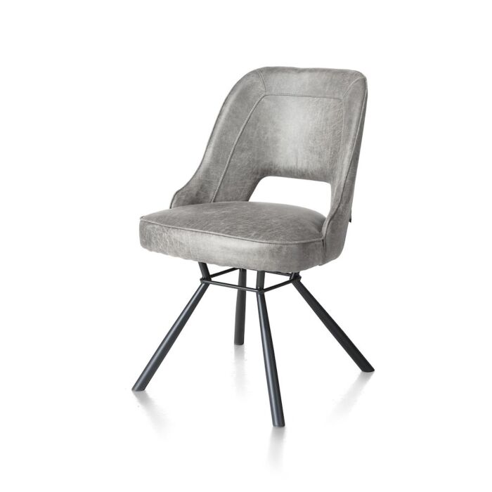 Chris, Eetkamerstoel Zwart Frame Pocketvering + Greep Rond Zwart - Secilia - Lichtgrijs