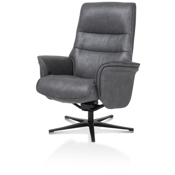 H&H Relaxfauteuil Lotis Met Kantelsysteem + Hocker Antraciet