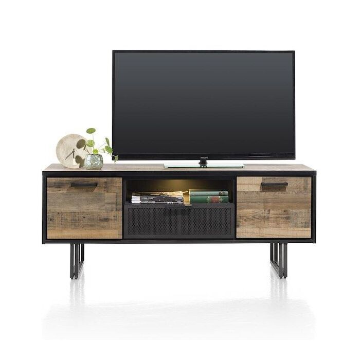 Avalon, Lowboard 150 Cm - 2-Deuren + 1-Lade + 1-Niche (+ LED) - Driftwood
