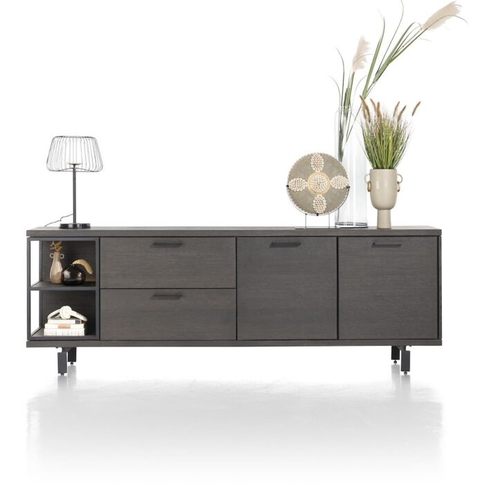 Ridgefield, Dressoir 230 Cm - 2-Deuren + 2-Laden + 2-Niches (+ LED) - Castle Antraciet