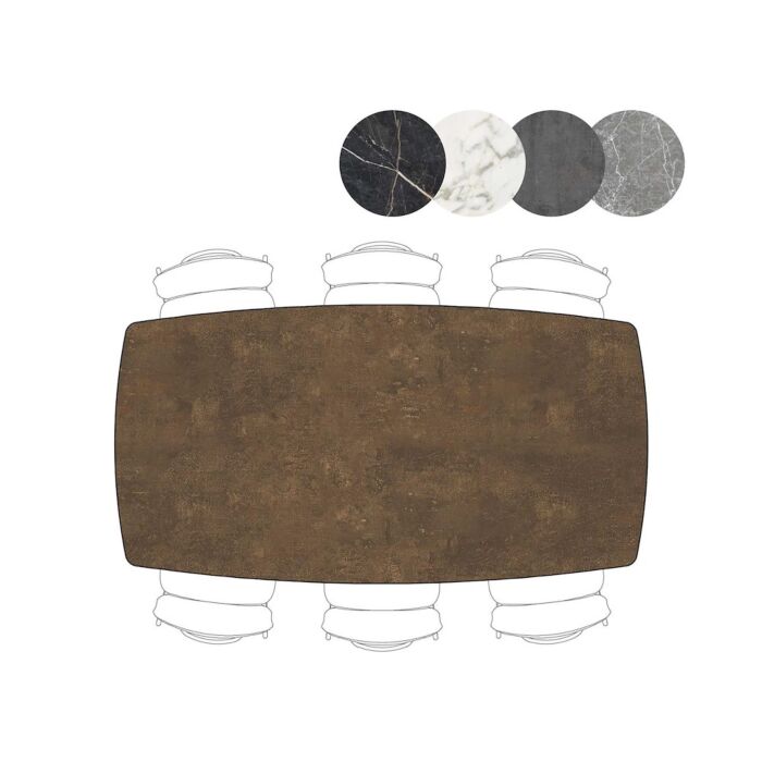 Palace, Bartafel 210 X 110 Cm - 4-Poten (Hoogte: 92 Cm) - Roest