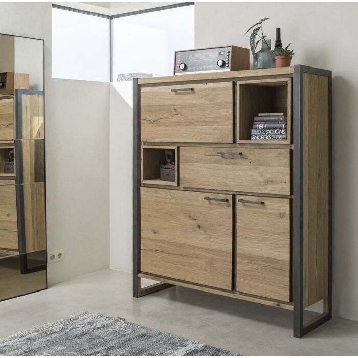 Metalo, Highboard 2-Deuren + 1-Lade + 1-Klep + 2-Niches (+ LED)