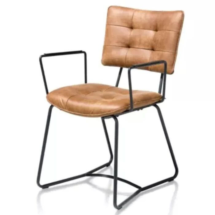 Julien, Armstoel - Zwart Frame - Corsica - Cognac