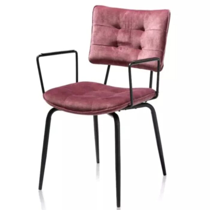 Manou, Armstoel - Off Black - Stof Karese - Burgundy Red
