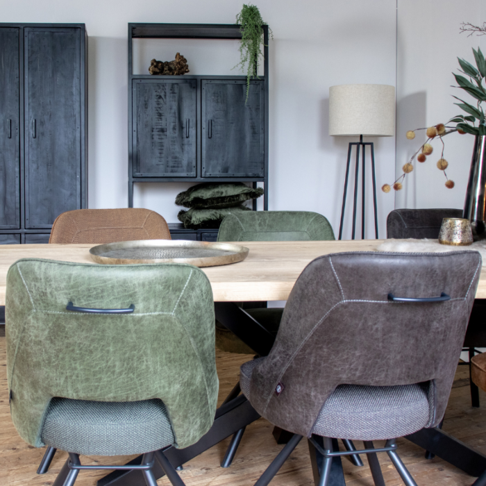 Chris, Eetkamerstoel Zwart Frame Pocketvering + Greep Rond Zwart - Secilia - Antraciet