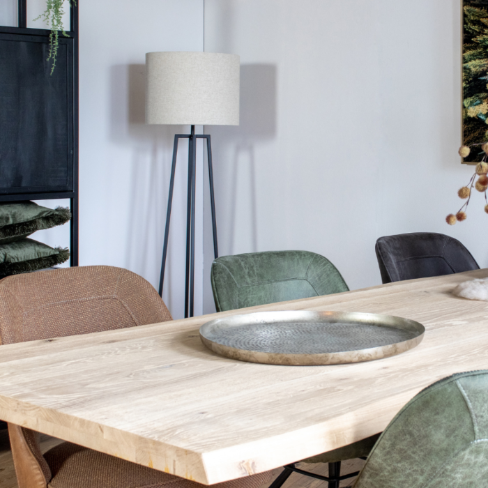 Chris, Eetkamerstoel Zwart Frame Pocketvering + Greep Rond Zwart - Secilia - Antraciet
