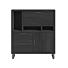 Pavie, Highboard 125 Cm - 1-Deur + 2-Laden + 1-Klep + 3-Niches (+ LED) - Castle Black