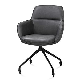 Armstoel Mateo Wielen Rough Off Black Pala Antraciet