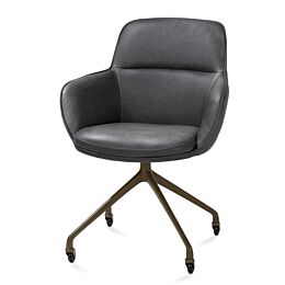 Armstoel Mateo Wielen Rough Off Black Pala Antraciet