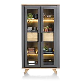 Jardin, Vitrine 110 Cm - 2-Glasdeuren + 2-Laden (Binnenin) (+ LED) - Antraciet