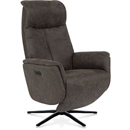 Nocarini, relax-fauteuil - 2-motoren- zwarte poot - verstelbare hoofdsteun + accu - stof Oregon lava - Lava