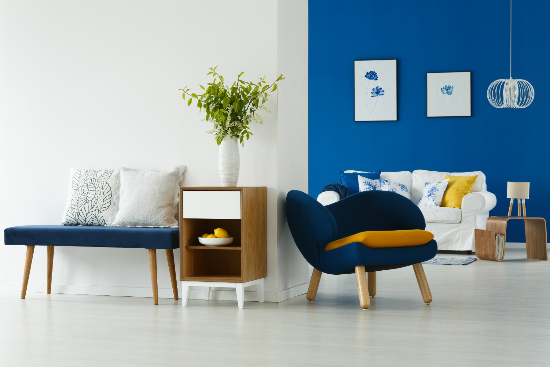 Blauw interieur